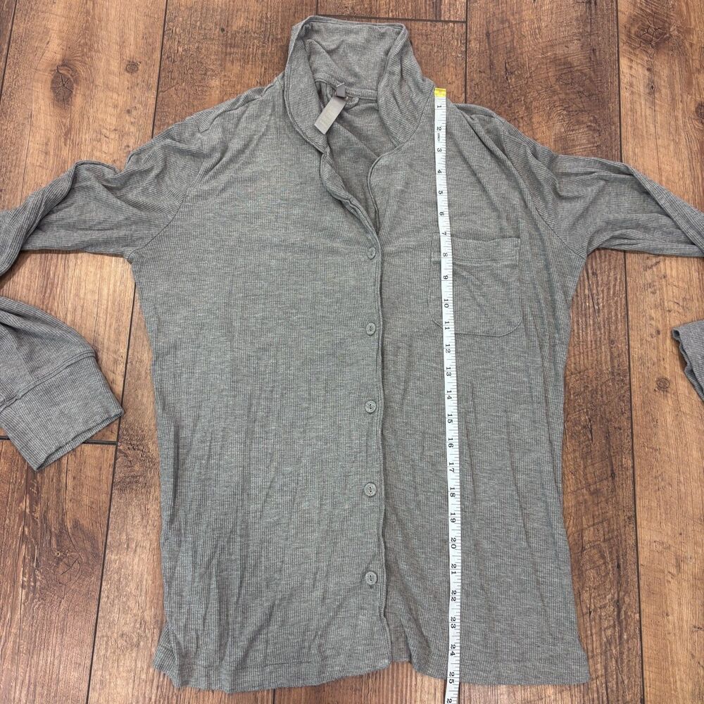 Skims Heather Gray Ribbed Modal Blend Long Sleeve Soft Lounge Sleep Top Size S - Picture 6 of 7